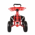 thumbnail image 6 of Kinbor Garden Cart Rolling Work Adjustable Swivel Seat for Planting w/Tray Basket Extendable Handle, 6 of 7