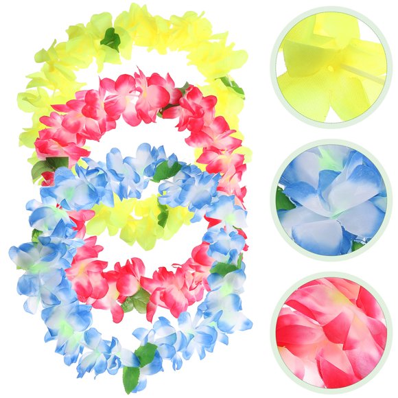 HEALEEP 3Set Hawaiian Style Neck Loop Hawaiian Luau Decorations for Pets Blue Yellow