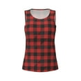thumbnail image 3 of Picia Red Black Plaid Pattern Women's Workout Tank Top,Breathable Activewear,Slim Fit Athletic Top,Versatile Workout Moisture-wicking top-Medium, 3 of 9