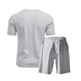 thumbnail image 4 of Eres Más Que una Prueba Puntuación Camisa Hombres Moda Cordón de Color Sólido Manga Corta Blusas con Cuello en V Conjunto de Cintura Elástica, 4 of 7