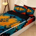 thumbnail image 2 of Erosebridal Baroque Aztec Zipper Full Size Comforter Sets with Fitted Sheet and 2 Pillowcases, Victorian Geometric Zipper Bedding Set, Teal Orange, Black Reversible, 2 of 7