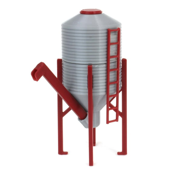 3D to Scale 1/64 3D Printed Gray & Red Plastic Grain Hopper with Auger & Ladders 64-304-GY
