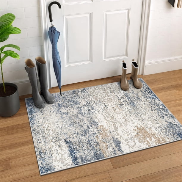Alfombra lavable Art&Tuft, 61 x 91 cm, antideslizante, abstracto, azul marino