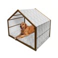 thumbnail image 1 of Grey and White Pet House, Shabby Form Simplistic Flourishing Floral Nature Beauty Ornamental Romantic, Outdoor & Indoor Portable Dog Kennel with Pillow and Cover, 5 Sizes, Grey White, by Ambesonne, 1 of 4