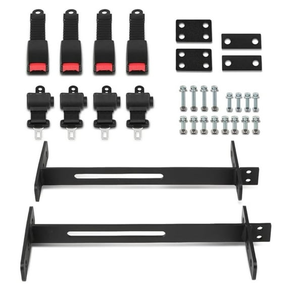 Universal 42" Retractable Golf Cart Seat Belts Kit and Bracket Compatible with Golf Carts EZGO TXT RXV Drive DS Club Car
