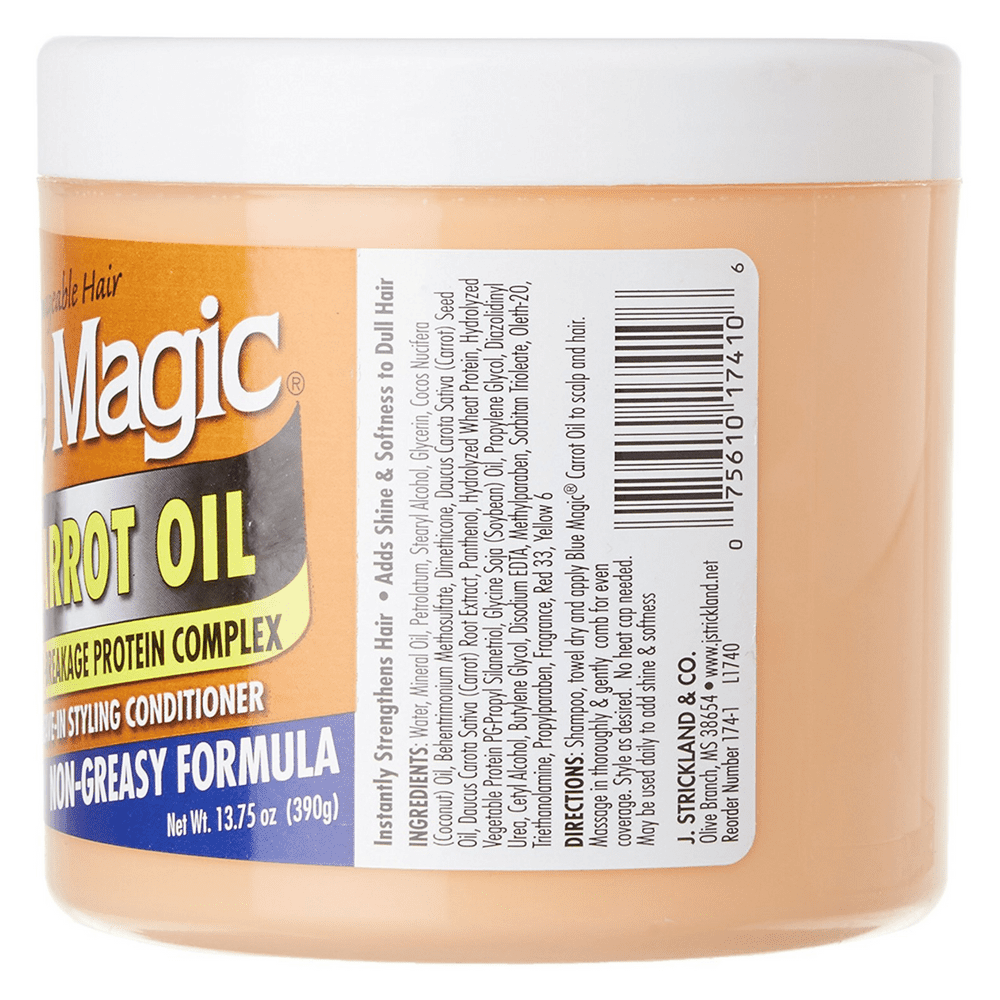 Blue Magic Carrot Oil, Anti-Breakage Protein Complex Leave In Styling Conditioner 13.75 oz (Pack of 2)