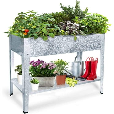 Galvanized Raised Garden Bed for Vegetables Elevated Planter Box with Legs Outdoor Patio Apartment Herb Container Metal