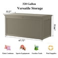 thumbnail image 5 of PATIOEASY 320 Gallon Deck Box, Resin Patio Storage Bench with Secure Latches, Waterproof Outdoor Toys Storage Box for Lawn Mowers, Sun Umbrellas-Coffee, 5 of 7