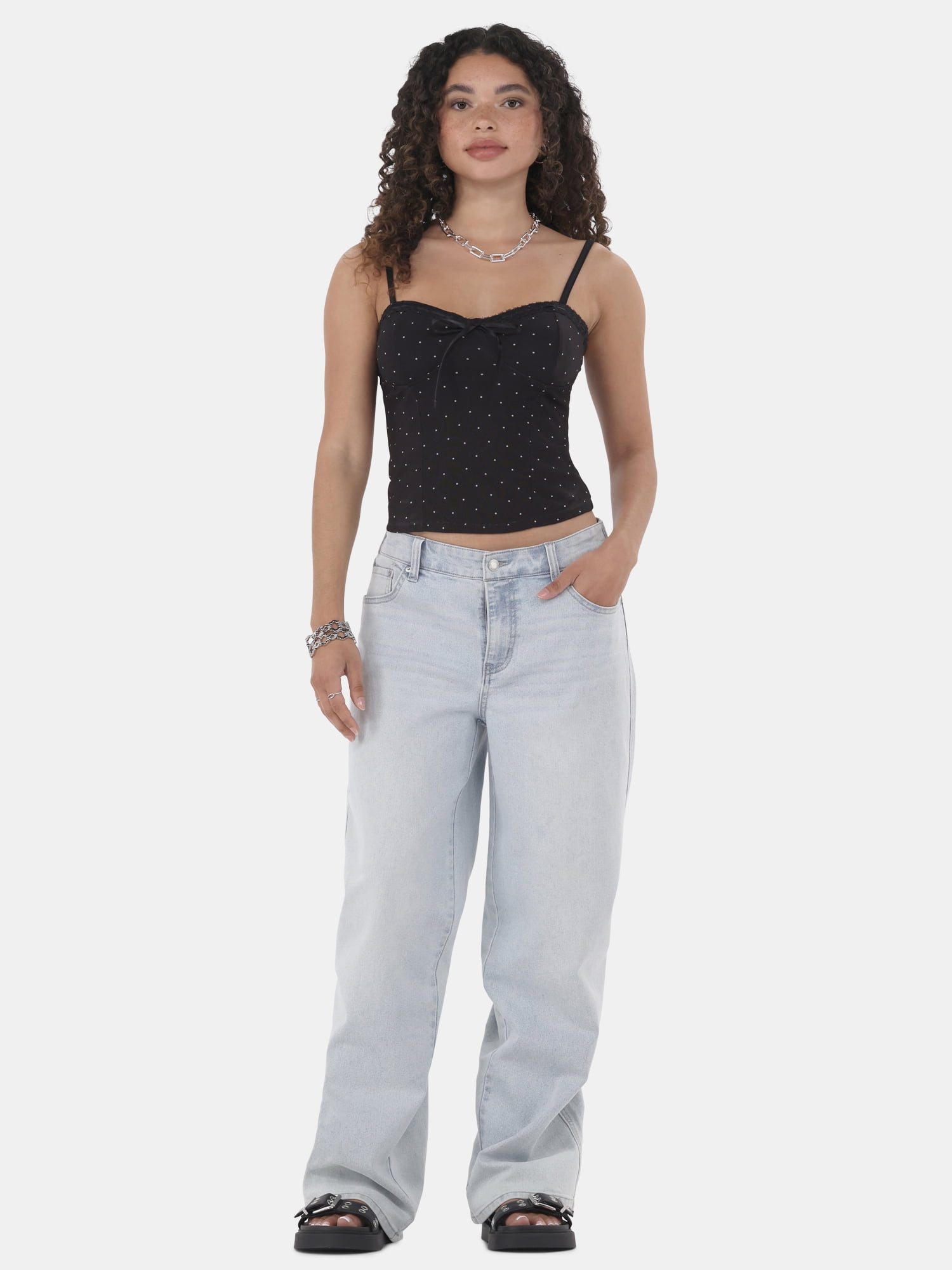 No Boundaries Baggy Wide Leg, Women's and Women's Plus