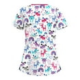 thumbnail image 3 of Pink Juniors Vneck Spandex Tops Work Scrub Uniform Blouse for Women Short Sleeve Graphic Cute Animal Summer Fall Shirt 2025 Clothes Fashion Country Concert XL, 3 of 3