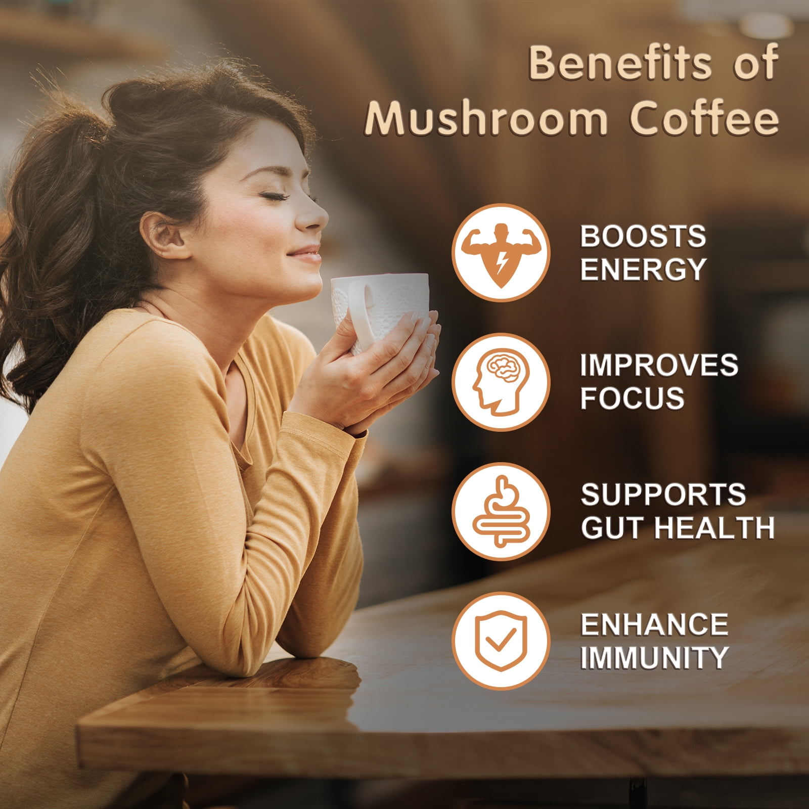 Balincer Mushroom Coffee, 6 Adaptogenic Mushrooms, Instant Mushroom Coffee for Focus, Energy, Immune & Digestion Support,Herbal Supplements