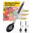 thumbnail image 2 of Juego de 2 cucharas de cocina de silicona grandes, cuchara para untar sólida antiadherente, utensilios de cocina resistentes al calor para mezclar, servir, escurrir y revolver NEGRO, 2 of 5