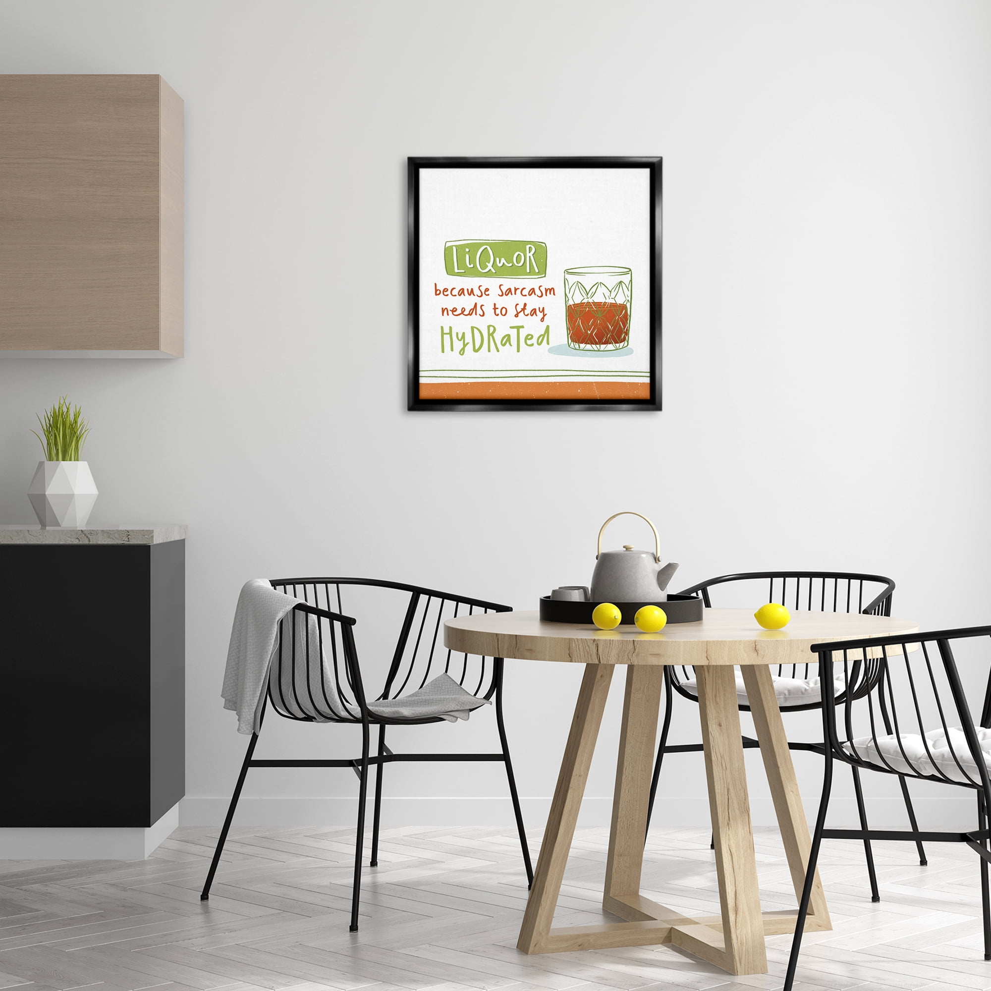 Stupell Industries Funny Liquor Phrase Food & Beverage Painting Black Floater Framed Canvas Art Print Wall Art, 25 x 25