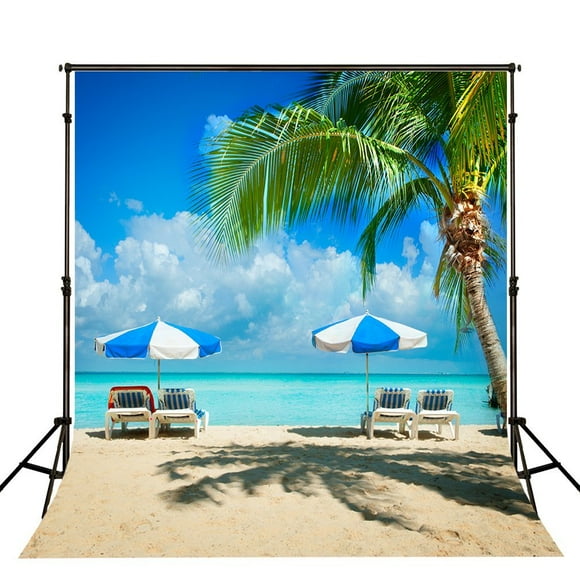 EREHome Polyester Fabric Photo Studio Background 5x7ft Photo Backdrops Palm Tree Beach Holiday Backgrounds for Photography Studio Props