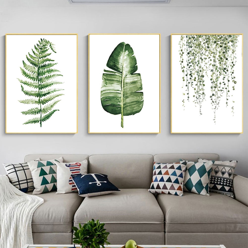 OTVIAP 3Pcs/Set Rural Style Green Plants Canvas Painting Picture Modern Living Room Bedroom Decoration,Canvas Wall Picture,Home Decoration