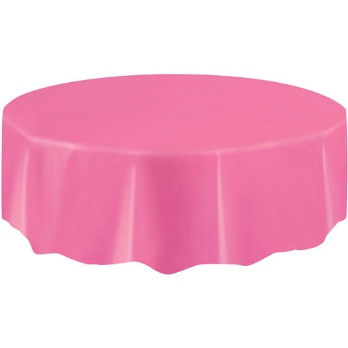 Hot Pink Plastic Party Tablecloth, Round, 84in - Walmart.com