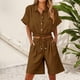 thumbnail image 2 of Vestidos Casuales Para Mujer, Blusas De Mujer De Moda Conjunto de blusa y pantalones cortos de lino para mujer, con solapa, manga corta y botones sueltos, para verano, 2 of 7