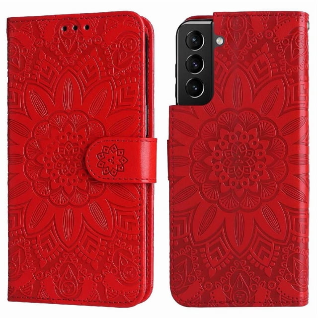Funda tipo cartera GANGXUN para Samsung Galaxy S21 Plus , diseño girasol, cuero PU, soporte, cierre magnético, tarjetero