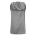 thumbnail image 4 of Tops for Women Long Sleeved Round Neck Silk Satin Solid Color Loose Blouse Gray M, 4 of 6