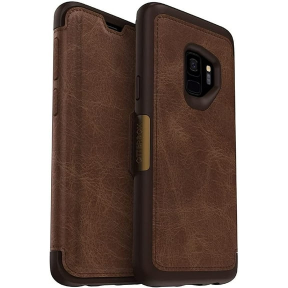 OtterBox Strada Series Case for Samsung Galaxy S9 Only - Non-Retail Packaging - Espresso Dark Brown/Worn Brown Leather