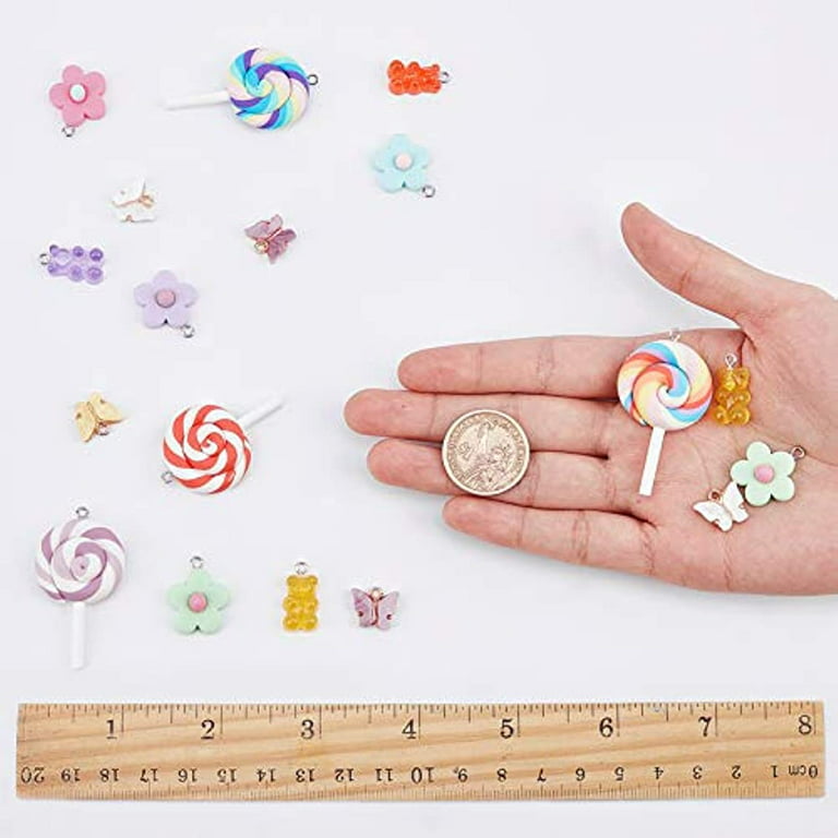 Hicarer Colorful Candy Pendant Charm for Jewelry Making Cute Gummy Bear  Lollipops Polymer Clay Resin Charms for DIY Keychain Necklace Bracelet  Earring Craft, 70 Pieces