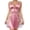 Pink, variant on Women's Satin Nightgowns Sleepwear Floral Embroidered Deep V Sleep Dresses Lace Trim Sheer Chemise Closure Front Night Dress Mesh Babydoll Lingerie Set Night Dress M Black