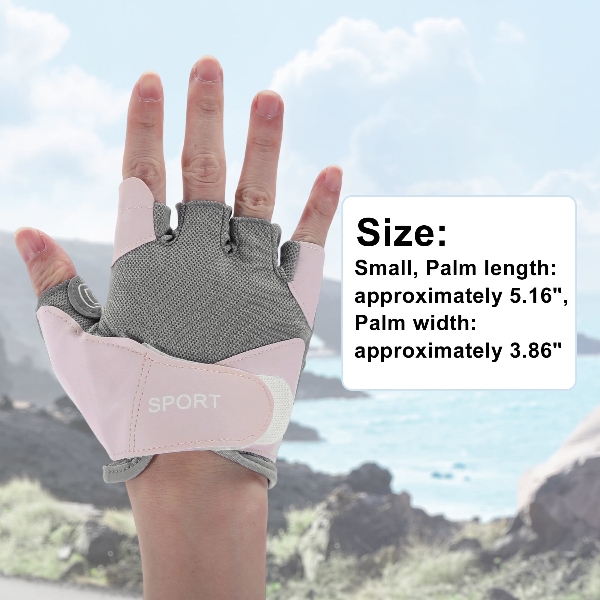 Unique Bargains Mesh Half-finger Strength Training Sport Gloves Small Pink