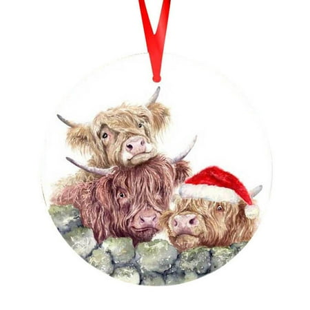 

Highland Cow Ornament Home Christmas Tree Hanging Flat Pendant