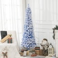 thumbnail image 2 of HOMCOM 6ft Snow Flocked Pencil Christmas Tree, Artificial Slim Xmas Tree with Realistic Branch Tips, Folding Metal Stand, Blue, 2 of 8