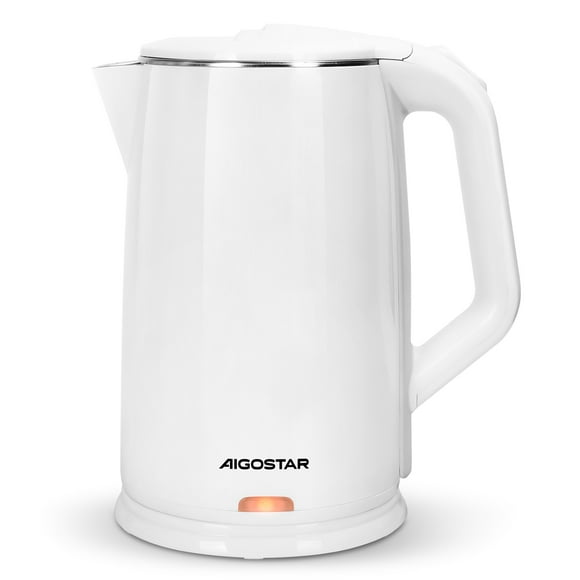 Hervidor eléctrico/acero inoxidable/doble capa anti-escaldado/blanco