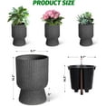 thumbnail image 5 of 14.2" Planters Set of 2 - Tall Planters with Water Level Monitors, Hidden Water Storage Tank for Self-Watering, with Easy Water and Fertilizer Inlet, Indoor & Outdoor Use，Marble Black, 5 of 8