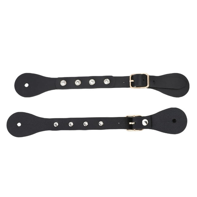 Set of 2 Spur Straps for Cowboy, Men and Women's Boots Equipment, Rodeo, Equestrian, Synthetic Leather with Rhinestone Decorated, Handmade Accessories