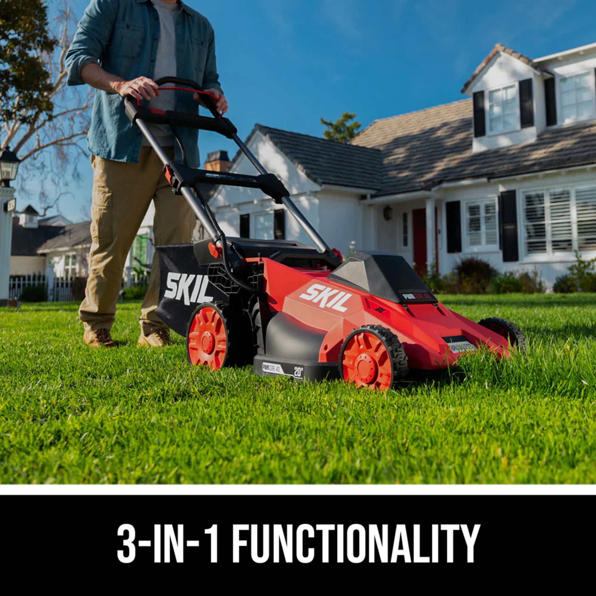 SKIL PWR 40V 20-Inch Self-Propelled Lawn Mower, Brushless Battery Lawn Mower, Cordless Electric Lawn Mower with 6.0Ah Battery and Charger