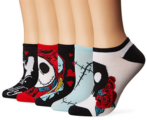 TSK08 Nightmare before Christmas Striped Ankle Socks Low cut White Red 
