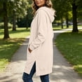 thumbnail image 6 of Kezqiaxn Womens Hoodie Fashion Solid Color Side Slit Casual Long Sweatshirts Long Sleeve Drawstring Pullover Tops with Pockets, 6 of 7