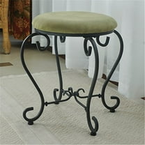 Round Iron Vanity Stool - Old World Charm Accent Seating with Cushion - Stylish Home Decor