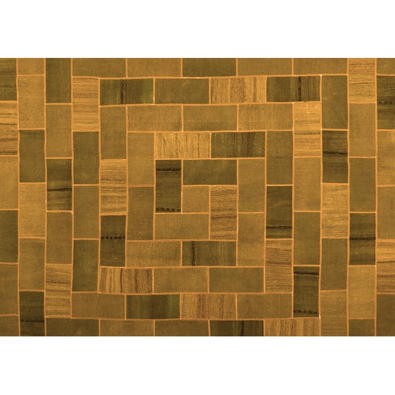 Ahgly Company Indoor Rectangle Patchwork Orange Transitional Area Rugs, 6' x 9'