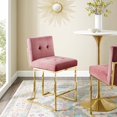 thumbnail image 2 of Counter Stool Chair, Velvet, Metal Steel, Gold Pink, Modern Contemporary Urban Design, Bar Pub Cafe Bistro Hotel Restaurant Hospitality, 2 of 8