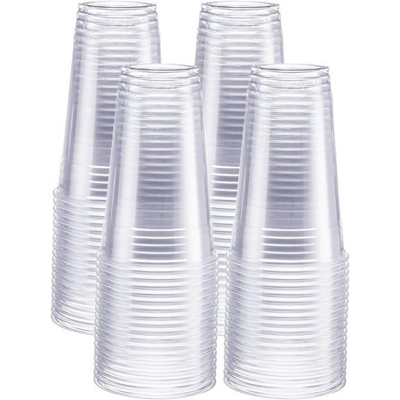Crystal Clear Plastic Cups with Lids and Straws, 24 oz, 100 Count, Disposable Cups for Iced Coffee and Cold Drinks Bundled by Vaspur And All