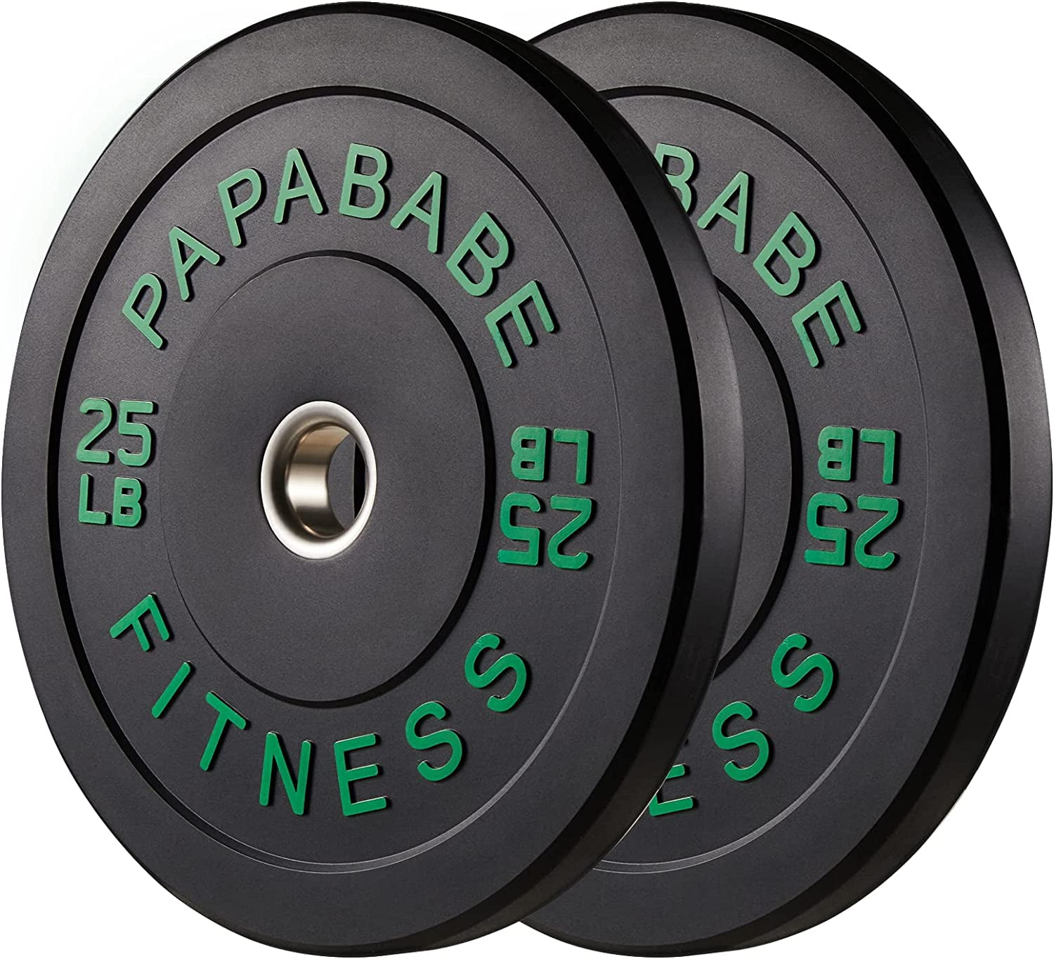 PAPABABE Bumper Plate Set with Color Coded 2 inch (25 lb Set)