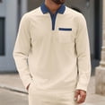 thumbnail image 6 of Men's Waffle Knit Long Sleeve Golf Shirt Contrast Collared T-Shirts Lightweight Breathable Stretch Performance Quick Dry Business Casual Tops with Chest Pocket, 6 of 10