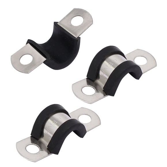 Unique Bargains 10mm Dia EPDM Rubber Lined U Shaped Pipe Tube Wire Clamps Clips 3pcs