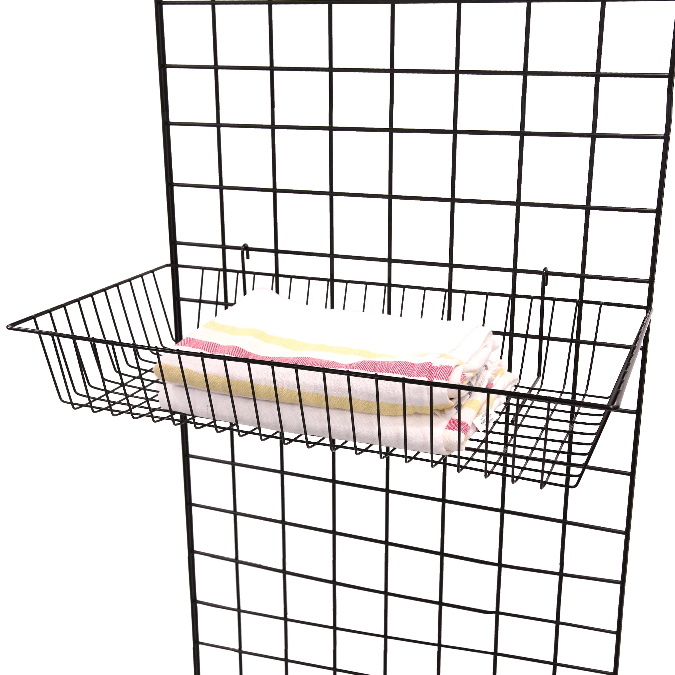 SSWBasics 24" x 12" x 4" Black Mini Grid Basket for Slatwall & Wire Grid