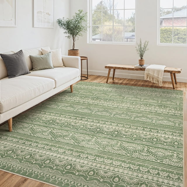 Alfombra de Área Tortania Lavable 150x240 cm Verde para Sala