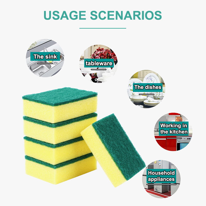 10pcs Kitchen Sponge Scrubbing Bubbles Cleaner Pad for Dishes Bathroom Car Wash 