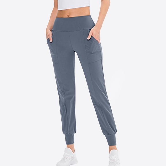 Leggings for Women Womens Solid Color Elastic Waist Yoga Pants Leggings Casual Sports And Fitness Pants Yoga Pants Leggings for Women Tummy Control Blue M