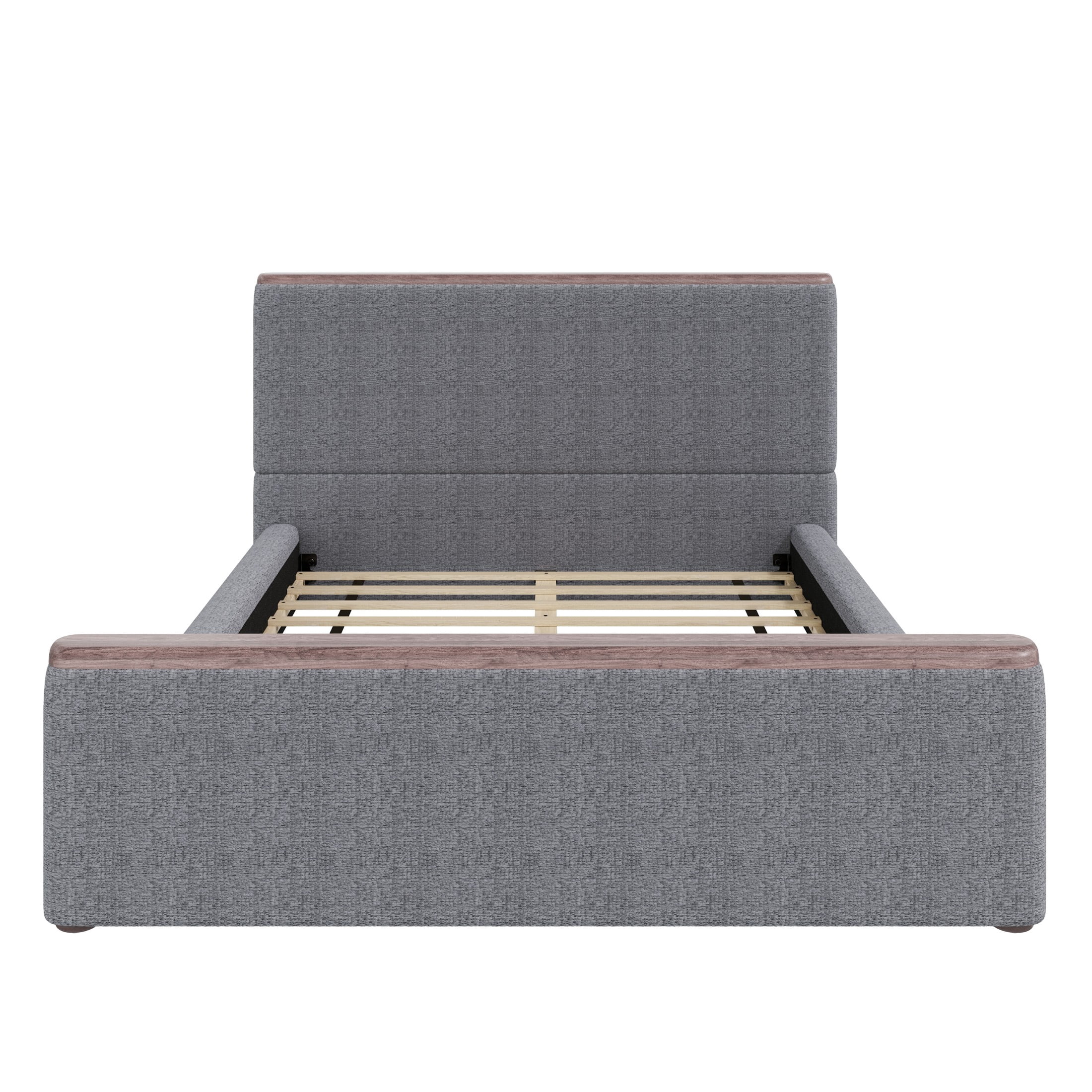 Christopher Knight Home Low-Profile Upholstered Platform Bed with Padded Headboard, Queen, Gray