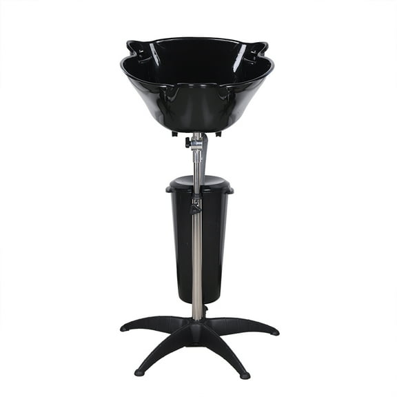 Loyalheartdy Removable lift vertical shampoo tray Plastic Rolling Stand Shampoo Basin for Barber Shop Beauty Salon (Black)