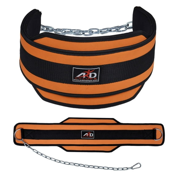 ARD CHAMPS? Weight Lifting Belt/ Neoprene Belt/ Exercise Belt With Heavy Chain Orange