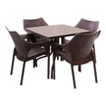 thumbnail image 1 of Strata Furniture Lyra Patio Table with Four Carina Chairs in Brown, 1 of 2
